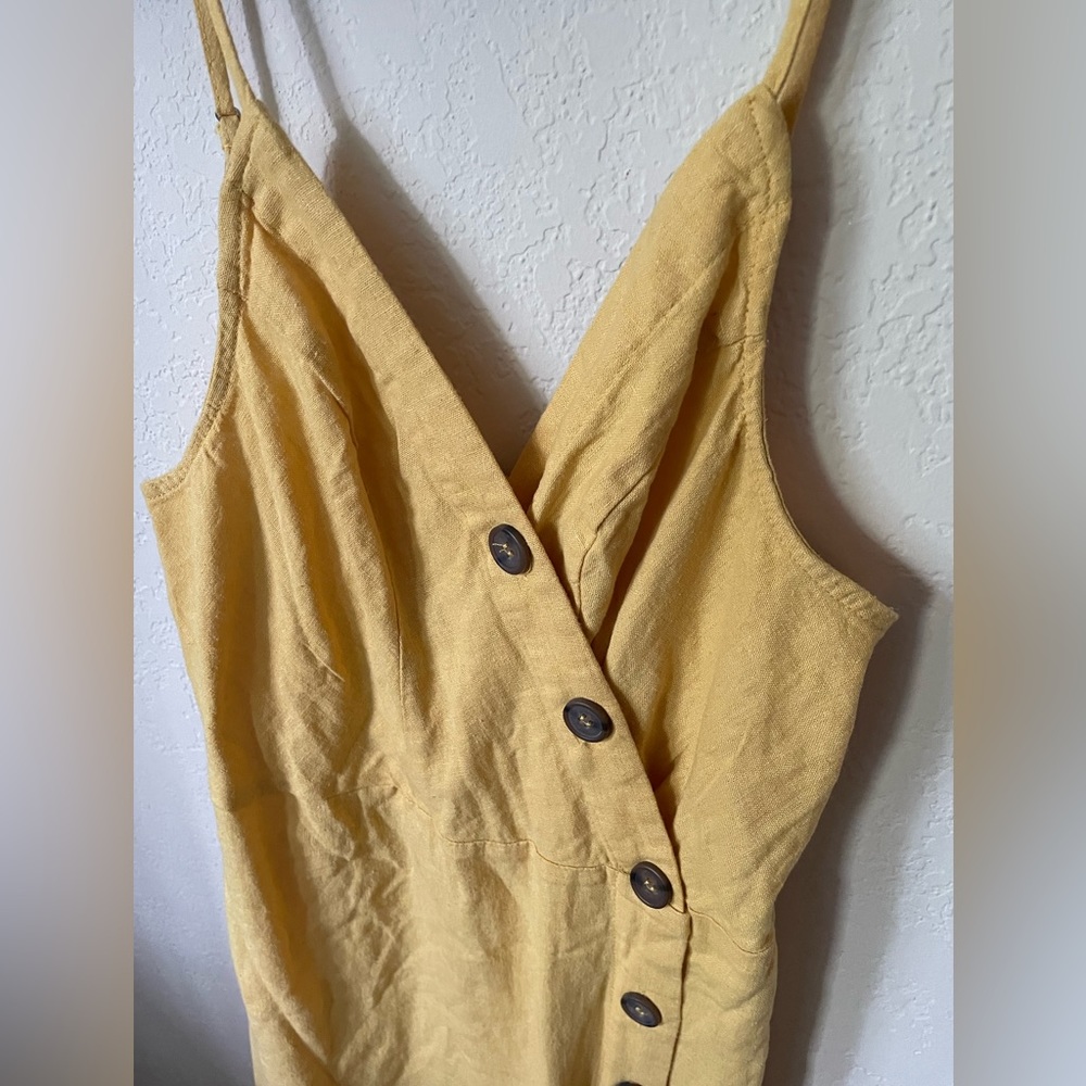 **NWT** size M Love Tree yellow linen blend button-down dress - Picture 7 of 7